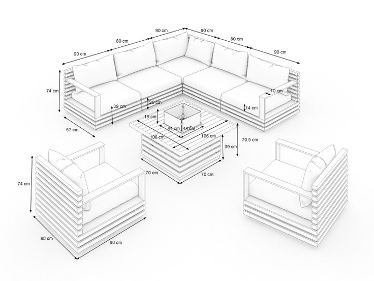 Product dimensions - RN-1 XL with firepit