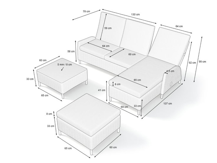 Product dimensions - Pimena