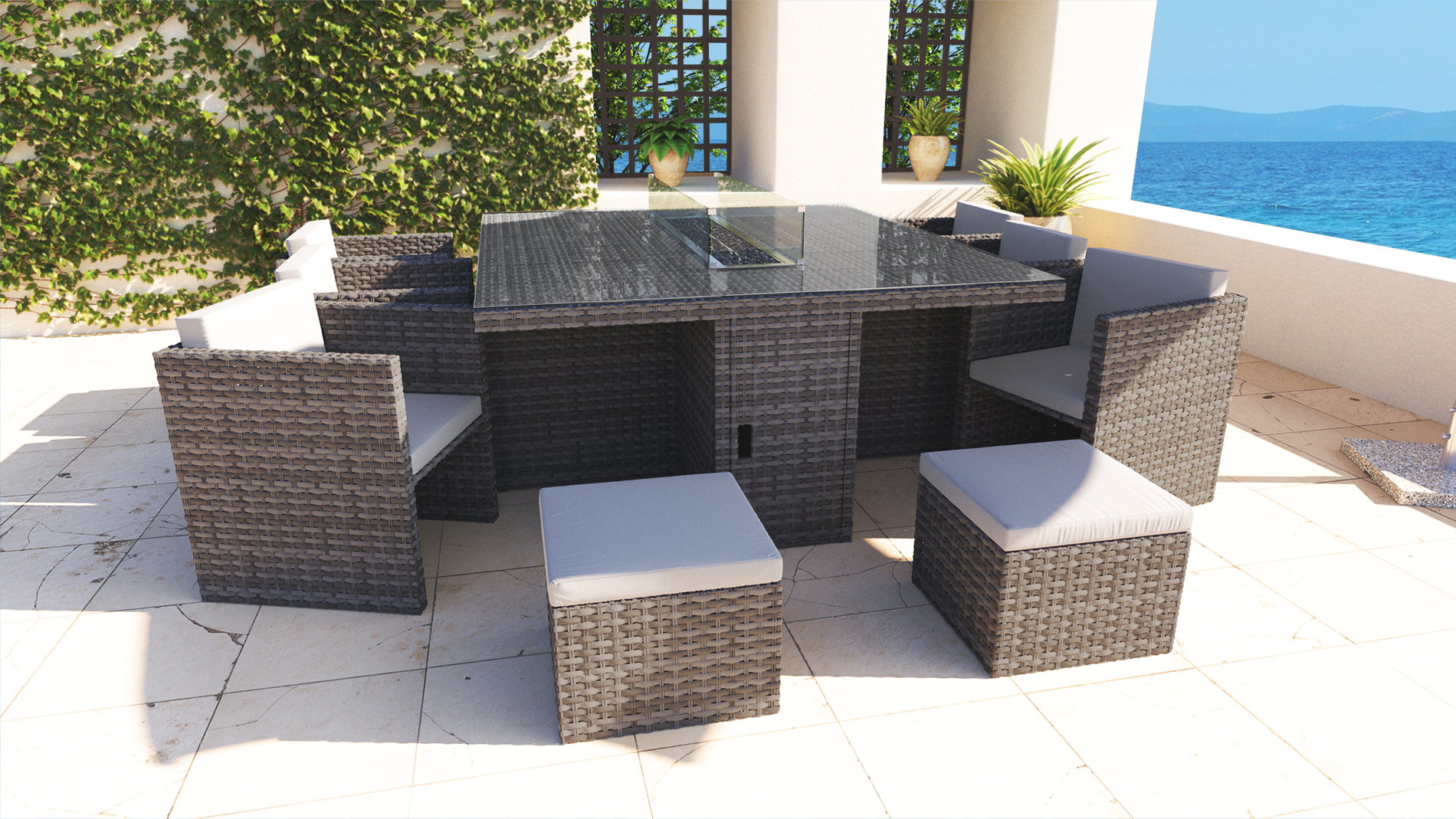Brooklyn L with Firepit-polyrattan_ocean_line_grey