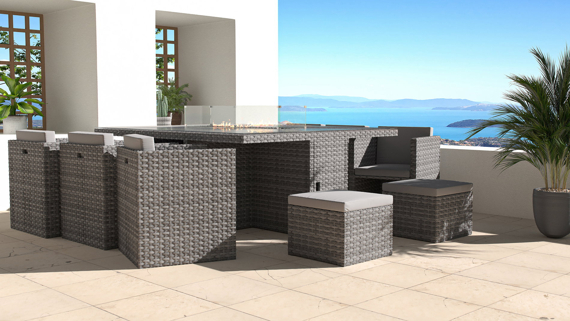 Brooklyn L with Firepit-polyrattan_ocean_line_grey