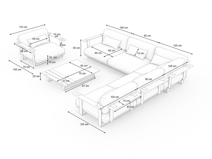 Product dimensions - Aura Lounge L