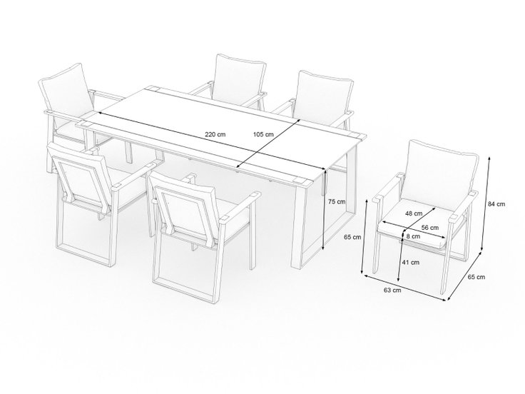 Product dimensions - Aura Dining L