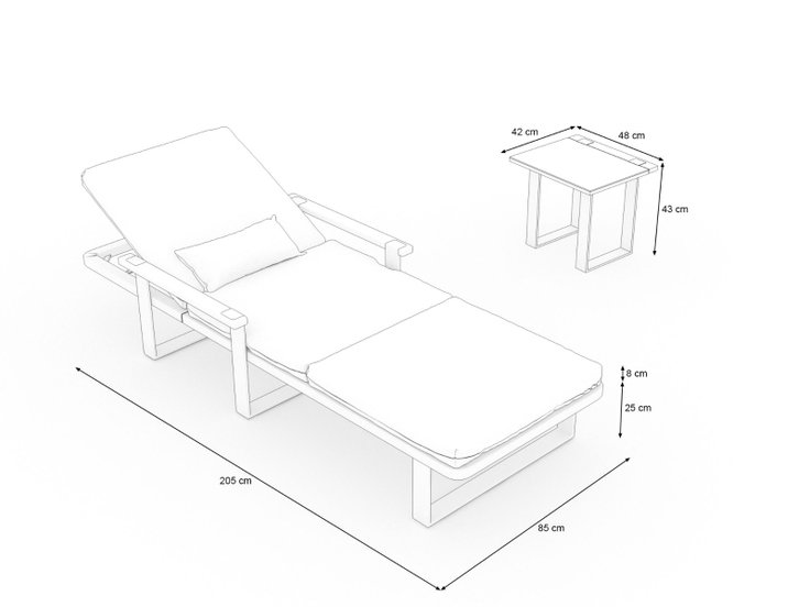 Product dimensions - Aura sun lounger
