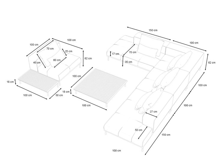 Product dimensions - Atlas Lounge L