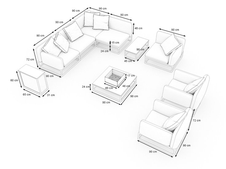 Product dimensions - Soyo XL with Firepit