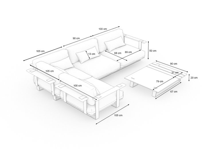 Product dimensions - Aura Lounge M