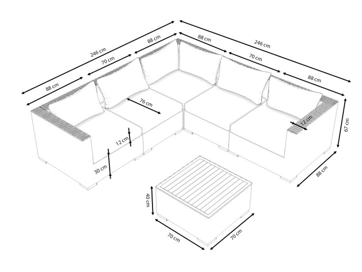 Product dimensions - Alfa S