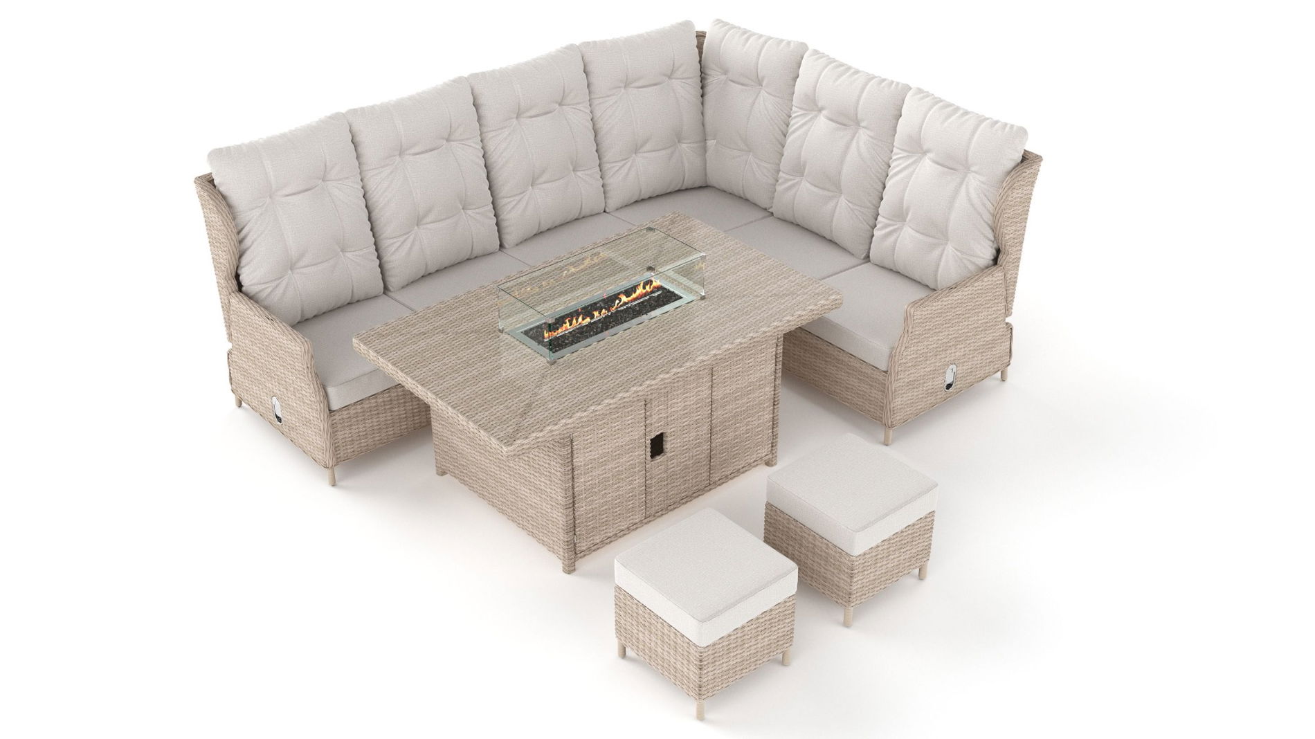 bari L with firepit-polyrattan desert line sand