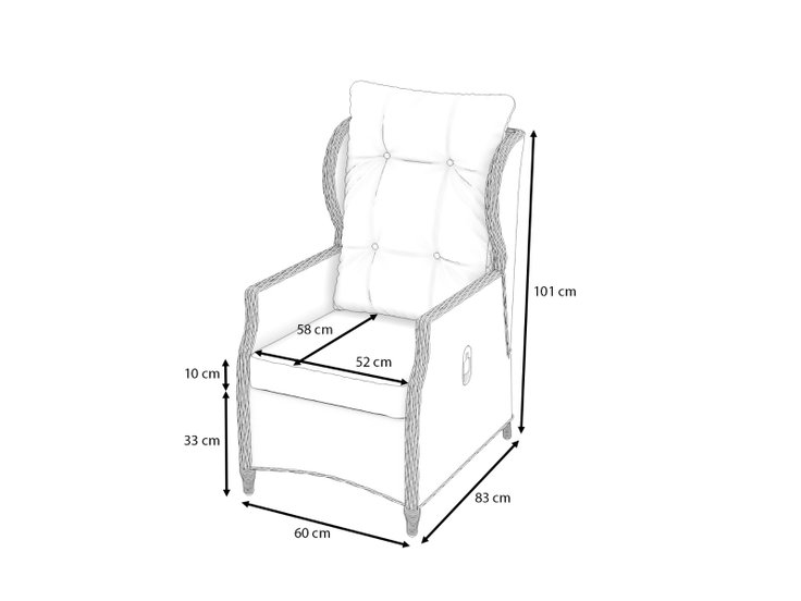 Product dimensions - Bariya Chair Set