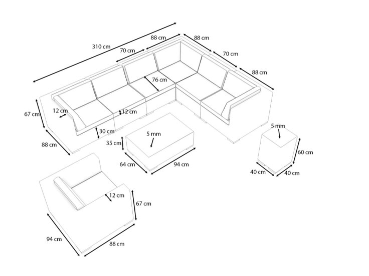 Product dimensions - Epona L