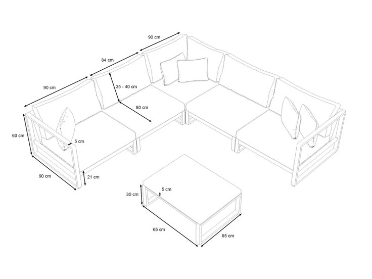 Product dimensions - Matteo Corner