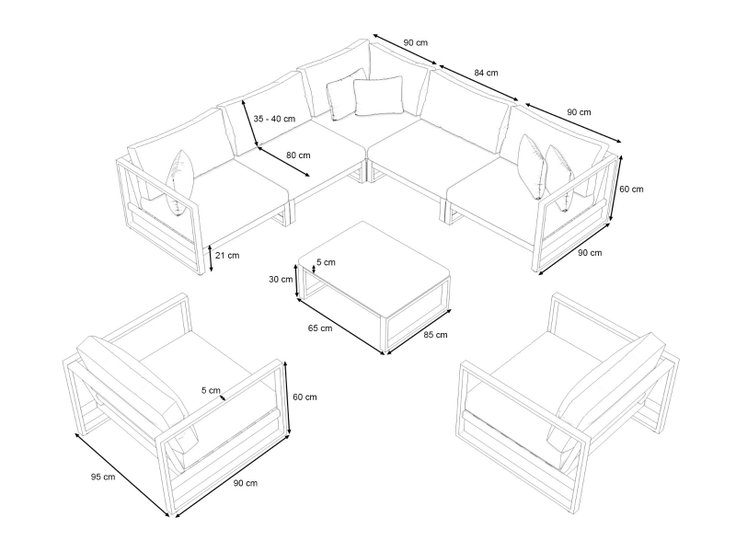 Product dimensions - Matteo XL