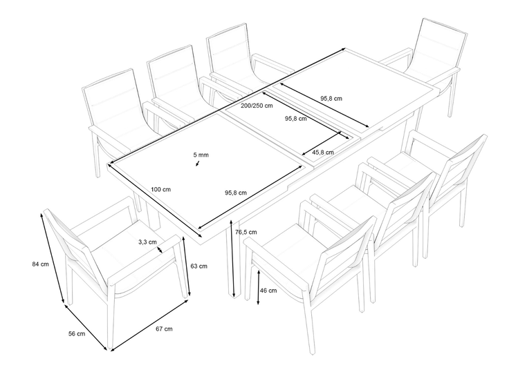 Product dimensions - Santorini XL