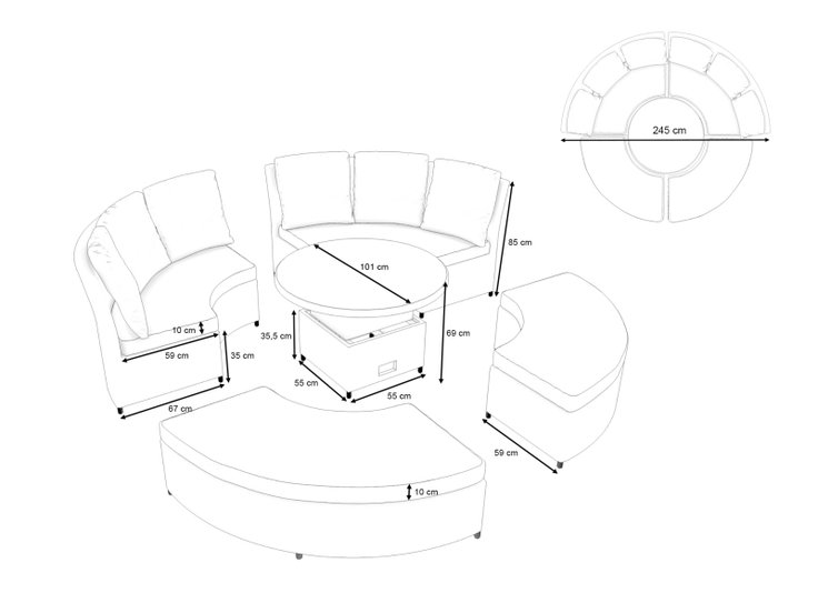 Product dimensions - Monaco