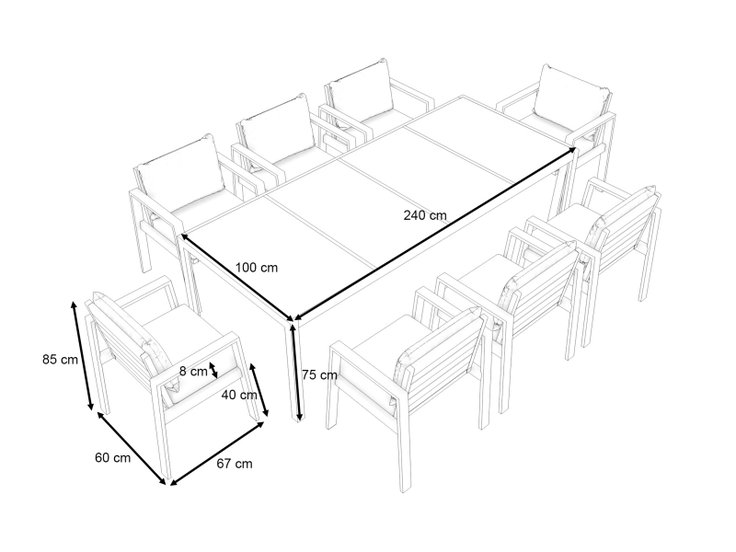 Product dimensions - Rosario XL