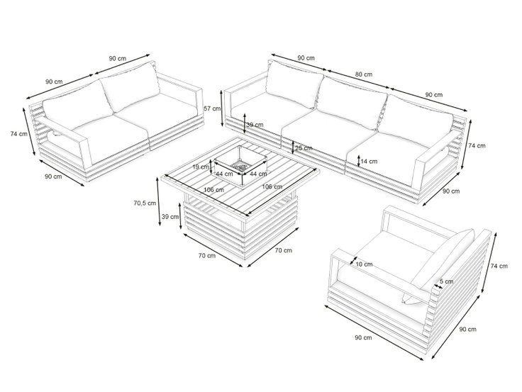 Product dimensions - RN-4 L with Firepit