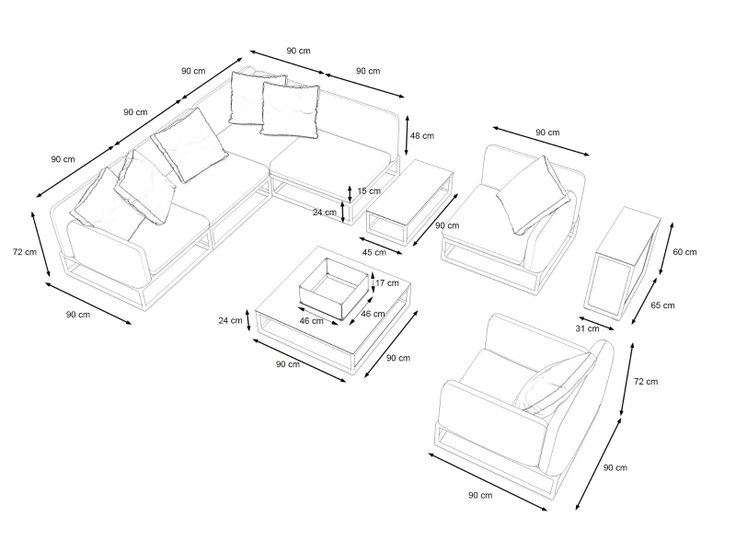 Product dimensions - Soyo L with Firepit