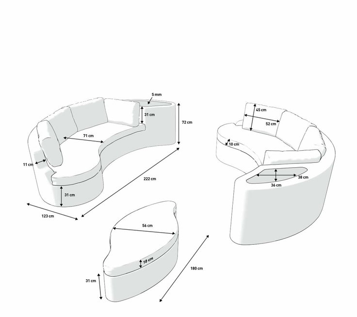 Product dimensions - Yamelia